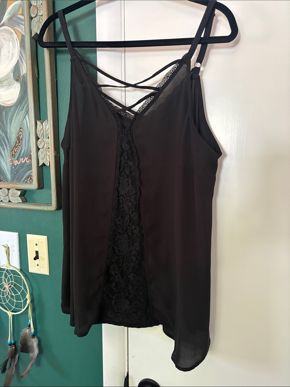 Black Lace-Trim Cami Top
